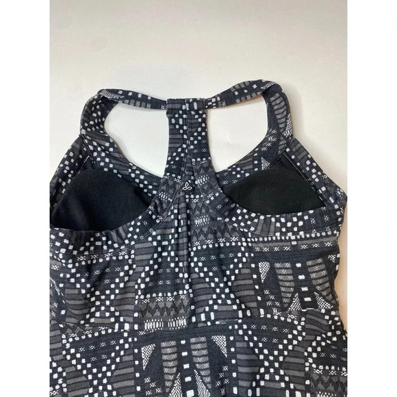 Prana Cali Dress Black Bridge Small Built in Shelf Bra Geometric Athletic - Picture 8 of 8